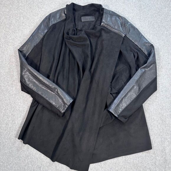 BlankNyc Suede Faux Leather Moto Jacket Black Women's Medium Open - Picture 1 of 8